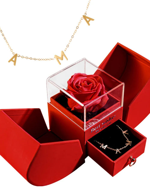 Load image into Gallery viewer, Gift for Women Eternal Rose Gift Box /W Heart Necklace I Love You to the Moon and Back Flower Jewelry Box for Valentine Wedding
