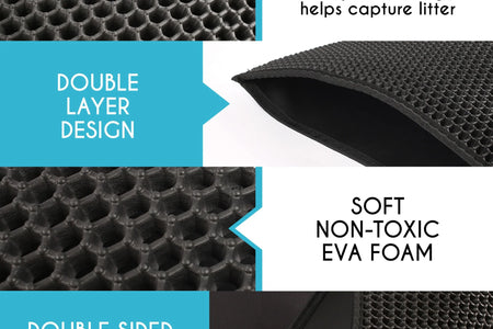 Cat Litter Mat Large, Double Layer Urine Waterproof Trapper Mat, Non-Slip,24X30 In, Black