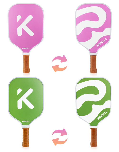 Load image into Gallery viewer, Pickleball Paddles Pickleball Rackets Set Lightweight Fiberglass Surface&amp;Honeycomb Core Pickleball Set Pink and Green Gifts for Women Girls Beginners
