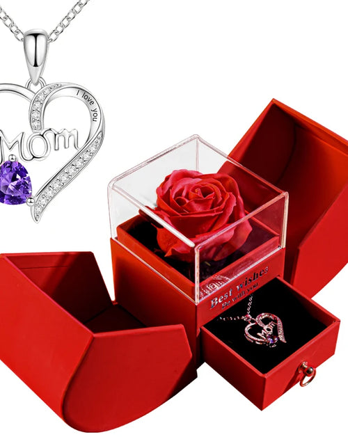 Load image into Gallery viewer, Gift for Women Eternal Rose Gift Box /W Heart Necklace I Love You to the Moon and Back Flower Jewelry Box for Valentine Wedding
