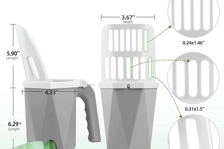 3-In-1 Cat Litter Scoop with Holdor - Large Portable Integrated Cat Litter Scooper with 200 Refill Bags Kitty Litter Scoop Shovel for 1~2 Cats or Kitten (Yellow)